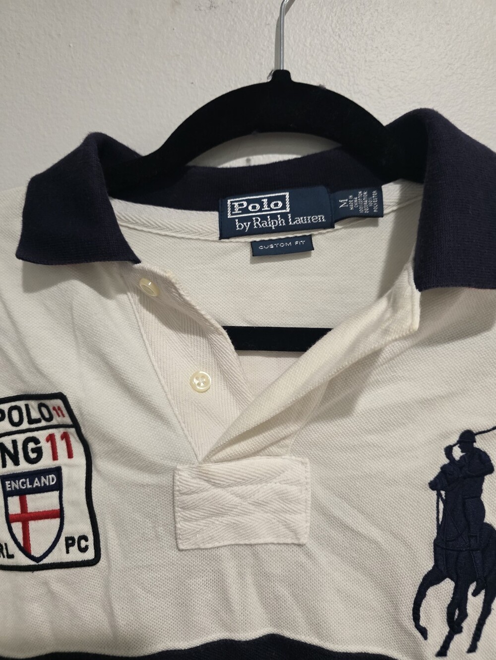 Polo Ralph Lauren England Flag Crest Custom Fit Polo Shirt Size Medium - Picture 14 of 16